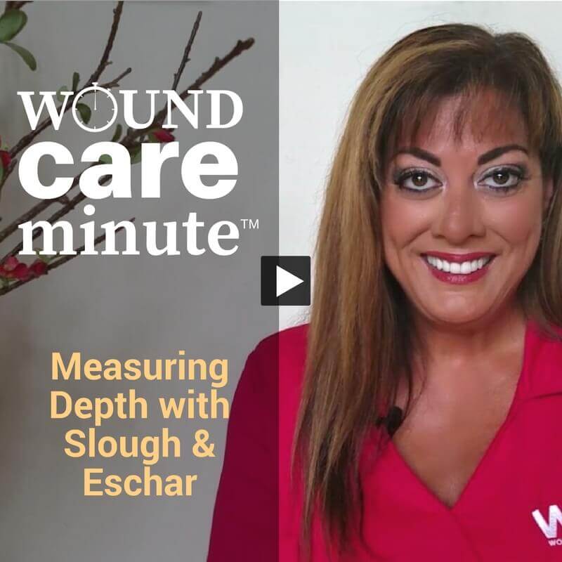 In this 90-second video, WCEI co-founder Nancy Morgan explains how to measure wound depth when there's slough or eschar in the way.