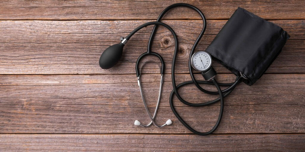 A blood pressure cuff helps determine compression therapy.