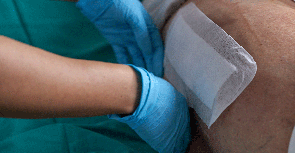 Nurse applying smart bandage